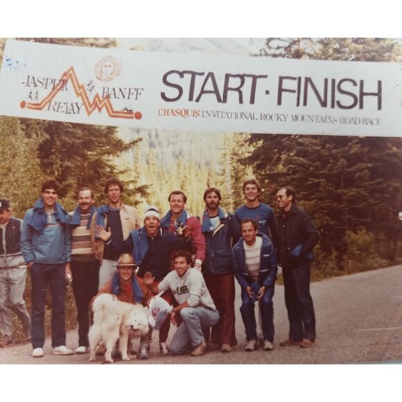 Jasper Banff Alberta Relay Race Photo Vintage Rocky Mountains Road Race Chasquis - Picture 1 of 6
